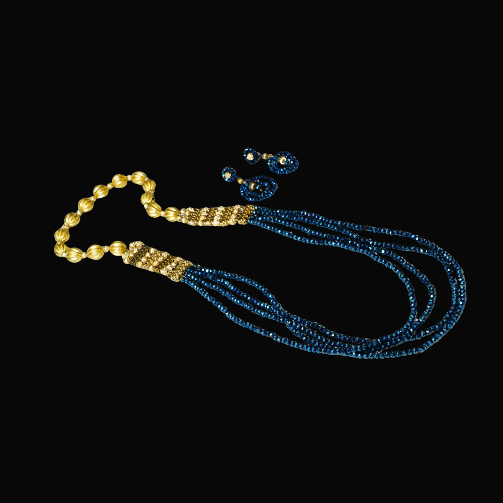 Big Pumpkin Gold Balls and Big Rectangle Gold Connectors & 4 Layers Blue Crystal