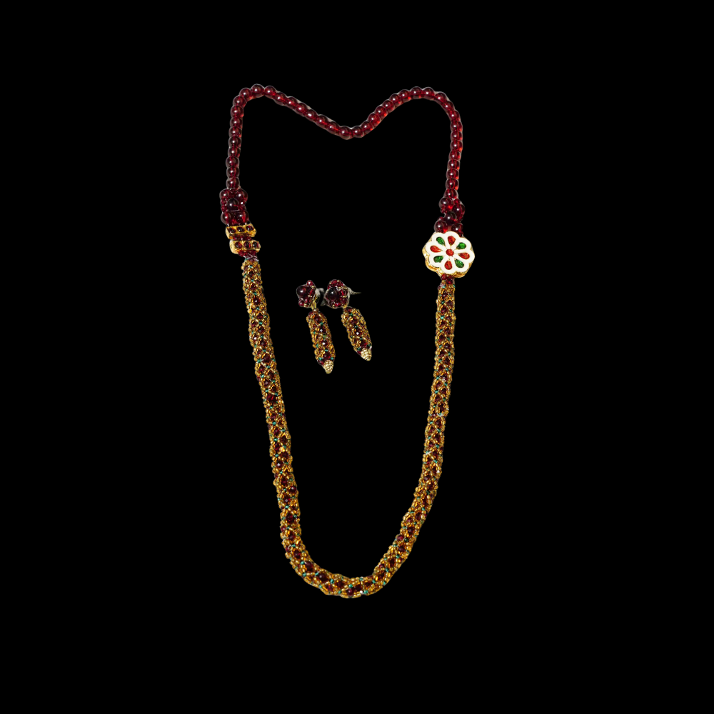 Net Pattern Maroon and Tiny Gold & Green