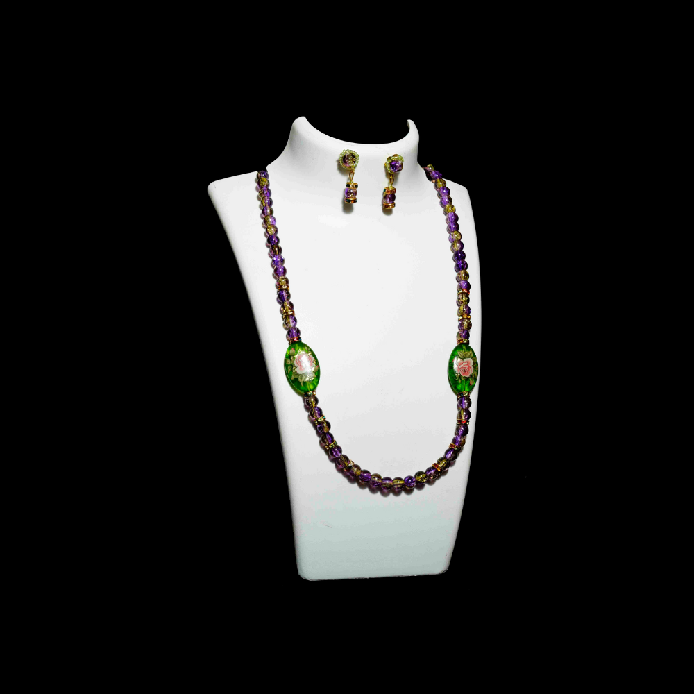 Purple and Round Connectors & Jap Green Stone