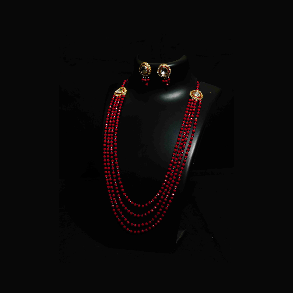 Red Crystal and White Kundan Connector