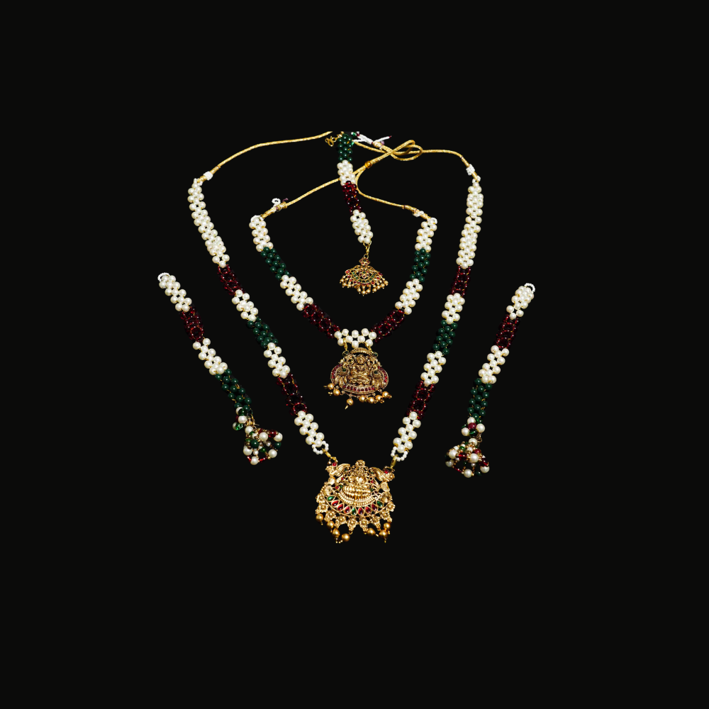 White Green and Red Colour Lakshmi Pendant