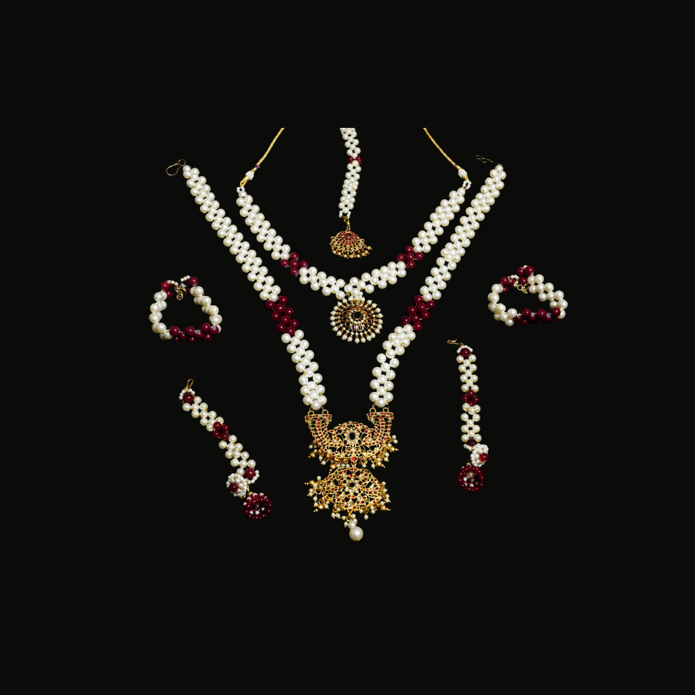 White, Maroon Colour Peacock Pendant
