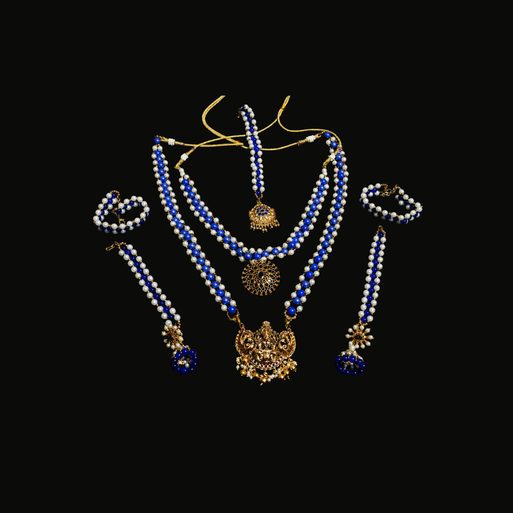 White and Darkblue Colour Lakshmi Pendant