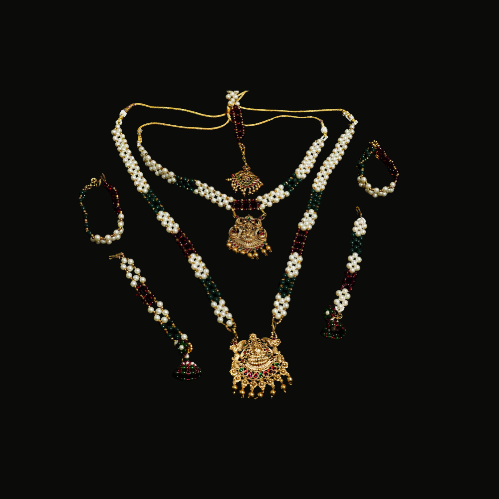 White and Green and Red Colour Lakshmi Pendant