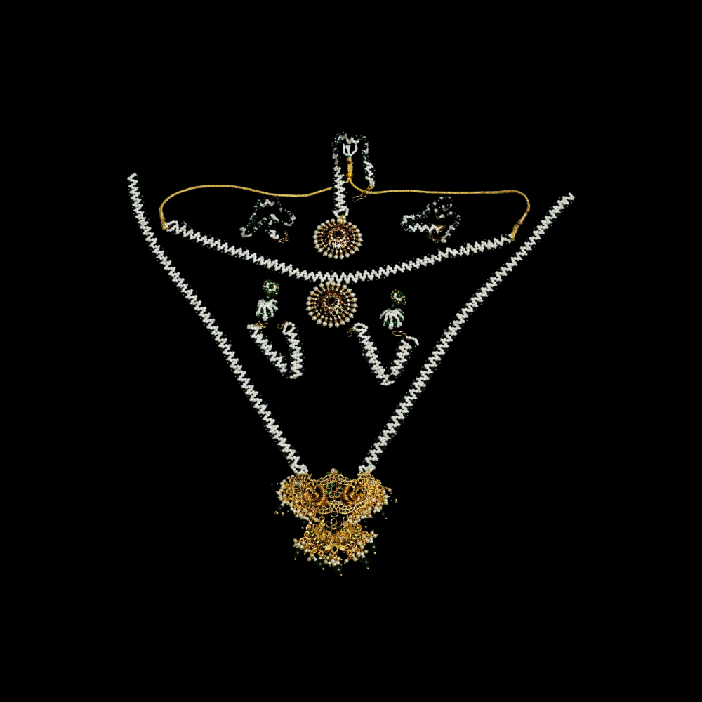 Green, White Colour Peacock Pendant